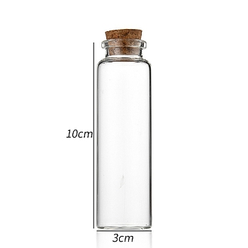 Glass Bottle, with Cork Plug, Wishing Bottle, Column, Clear, 3x10cm, Capacity: 50ml(1.69fl. oz)