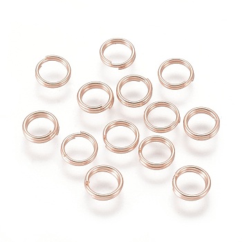 304 Stainless Steel Split Rings, Double Loops Jump Rings, Rose Gold, 5x1mm, Inner Diameter: 3.8mm, Single Wire: 0.5mm