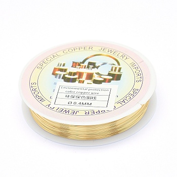Eco-Friendly Round Copper Jewelry Wire, Long-Lasting Plated, 26 Gauge, 0.4mm, about 32.8 Feet(10m)/roll