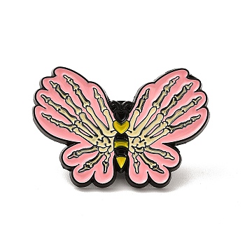 Gothic Enamel Pin, Electrophoresis Black Alloy Brooch for Clothes Backpack, Butterfly Farm, 20.5x30x1.5mm