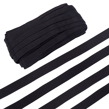 Polyester Elastic Shoulder Strap, for Sewing Bra Straps Making, Flat, Black, 10mm, about 21.87 Yards(20m)/Bag