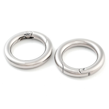 Non-Tarnish 304 Stainless Steel Spring Gate Rings, O Rings, Stainless Steel Color, 6 Gauge, 24x4mm, Inner Diameter: 16mm