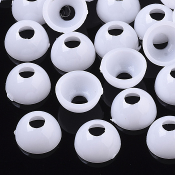 Opaque AS Plastic End Caps, Hair Findings, DIY Hair Tie Accessories, White, 9.5x5mm, Inner Diameter: 3mm & 7.5mm, about 4000pcs/bag