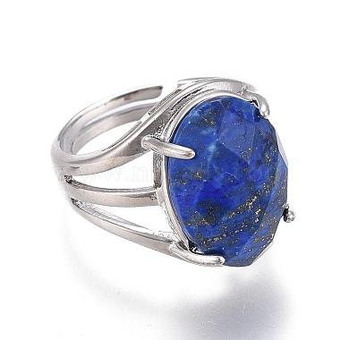 Adjustable Faceted Natural Lapis Lazuli Finger Rings(RJEW-I068-B06-1)-2