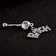 Bijoux de piercing plaqué platine en laiton zircon cubique anneau de nombril anneau de nombril anneaux de ventre(AJEW-EE0001-07)-3