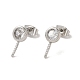 Brass Micro Pave Cubic Zirconia Studs Earrings Findings(EJEW-H128-02P)-1