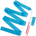 Polycotton Dance Ribbons with Wand, Rhythmic Gymnastic Ribbon Streamer for Kids, Dodger Blue, 2270mm(AJEW-WH0347-34B)
