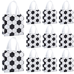 Sport Ball Theme Non-woven Fabrics Tote Bags, Square Shopping Bags with Handles, Black and White, Football, 20x9x20cm(ABAG-WH20006-52B)