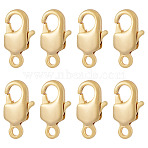 8Pcs Brass Lobster Claw Clasps, for Jewelry Making, Real 18K Gold Plated, 12.5x6.5x2.5mm, Hole: 1.6mm(KK-TA0002-67)
