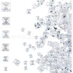 6 Style Cubic Zirconia Cabochons, Grade A, Faceted, Square, Clear, 3~8x3~8x2~4.6mm, 200pcs/box(ZIRC-HY0001-01)