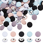 100Pcs 5 Colors 1-Hole Polyester Buttons, with Aluminium Findings, Half Round Button, Mixed Color, 10x6mm, Hole: 1mm, 20pcs/color(DIY-NB0012-20)