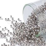 TOHO 11/0 Round Beads, Japanese Seed Beads, (1009) Silver Lined Light Grey Semi Matte, 2.2mm, Hole: 0.8mm, about 5555pcs/50g(SEED-XTR11-1009)