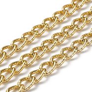 Oxidation Aluminum Textured Curb Chains, Twisted Chains, Unwelded, with Spool, Light Gold, 10.5x6.5x3.2mm, about 131.23 Feet(40m)/Roll(CHA-H001-02KCG)