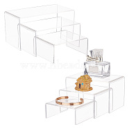6Pcs 6 Sizes Opaque Acrylic Display Risers, Mult-purpose for Jewelry, Cosmetics, Glasses Display, Clear, 9~20.1x8~10x5.3~10.3cm, 1pc/size(ODIS-WH0002-41)