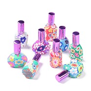 Refillable Polymer Clay Perfume Bottles, Air Freshener Glass Bottles, with Spray Nozzle, Flower Pattern, Colorful, 2.4~3.7x3.1~5x6.6~7.6cm, Capacity: 10~20ml(0.34~0.68fl. oz)(MRMJ-K012-01)