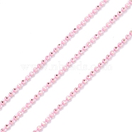 Spray Painted Brass Faceted Ball Chains, Soldered, with Spool, Round, Pink, 1.5mm(CHC-K011-35T)