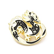 Animal Enamel Pin, Light Gold Alloy Badge for Clothes Backpack, Dragon Pattern, 27.5x30.5x1.5mm(JEWB-I022-01E)