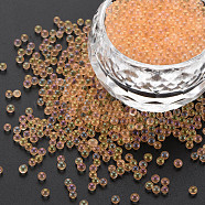 DIY 3D Nail Art Decoration Mini Glass Beads, Tiny Caviar Nail Beads, AB Color Plated, Round, Light Salmon, 2mm, about 450g/bag(MRMJ-N028-001A-B12)