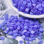 MIYUKI TILA Beads, Japanese Seed Beads, 2-Hole, (TL150FR) Matte Transparent Sapphire Blue AB, 5x5x1.9mm, Hole: 0.8mm, about 118pcs/10g(X-SEED-J020-TL150FR)