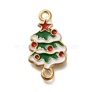 Christmas Alloy Green Enamel Links, Cadmium Free & Lead Free, Golden, Christmas Tree, 22x11.5x1.5mm, Hole: 1.8mm(FIND-I040-02B)