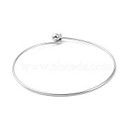 Screw End Ball 304 Stainless Steel Wire Bangle, Torque Bangle for Women, Stainless Steel Color, Inner Diameter: 2-1/2 inch(6.2cm)(BJEW-F435-01P)