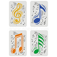 PET Hollow out Drawing Painting Stencils Sets for Kids Teen Boys Girls, for DIY Scrapbooking, School Projects, Musical Note Pattern, 29.7x21cm, 4 sheets/set(DIY-WH0172-693)
