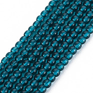 Glass Beads Strands, Round, Dark Cyan, 2mm, Hole: 0.6mm, about 185~206pcs/strand, 14.37~14.76 inch(36.5~37.5cm)(GLAA-N041-008A)