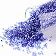 TOHO Round Seed Beads, Japanese Seed Beads, (35) Silver Lined Sapphire, 15/0, 1.5mm, Hole: 0.7mm, about 15000pcs/50g(SEED-XTR15-0035)
