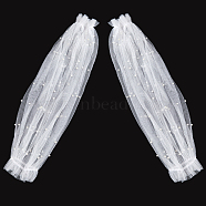 Polyester Arm Oversleeves for Women, with Plastic Beads, White, 610x225x2.5mm(AJEW-WH20001-38A-01)