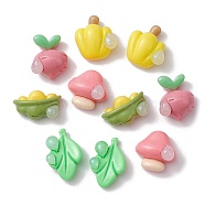 Pearlized Opaque Resin Decoden Cabochons, Vegetables Mixed Shapes, Mixed Color, 14.5~16.5x9.5~13x5~9mm(RESI-K034-01)