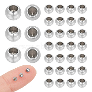 202 Stainless Steel Beads, Half Drilled, Round, Stainless Steel Color, 3x2mm, Hole: 2mm, 100pcs/box(STAS-UN0052-44)