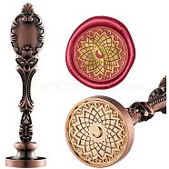 DIY Scrapbook, Brass Wax Seal Stamp and Alloy Handles, Moon, Red Copper, 103mm, Stamps: 2.5x1.45cm(AJEW-WH0106-08R)