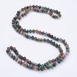 Natural Indian Agate Beaded Multi-use Necklaces/Wrap Bracelets, Three-Four Loops Bracelets, Faceted, Abacus, 37.4 inch(95cm)(NJEW-K095-A10)