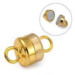 Column Brass Magnetic Clasps with Loops, Lead Free & Nickel Free & Cadmium Free, Golden, 11x6mm, Hole: 2mm(KK-M064-G-NR)
