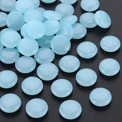 Imitation Jelly Acrylic Beads, Flat Round, Light Sky Blue, 12x5mm, Hole: 1.4mm, about 1110pcs/500g(MACR-S373-91-E08)