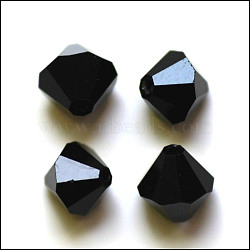 Imitation Austrian Crystal Beads, Grade AAA, K9 Glass, Faceted, Bicone, Black, 4x4mm, Hole: 0.7~0.9mm(SWAR-F022-4x4mm-280)