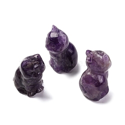 Natural Amethyst Display Decorations, Home Decoration Supplies, Cat Shape, 45~48x29~30x29~31mm(DJEW-P019-D03)