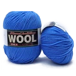 Polyester & Wool Yarn for Sweater Hat, 4-Strands Wool Threads for Knitting Crochet Supplies, Dodger Blue, about 100g/roll(YCOR-PW0001-003A-19)