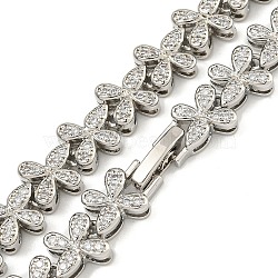 Rack Plating Brass Pave Cubic Zirconia Butterfly Link Necklaces, Long-Lasting Plated, Cadmium Free & Lead Free, Platinum, Clear, 16.30 inch(41.4cm)(NJEW-A031-03P-05)