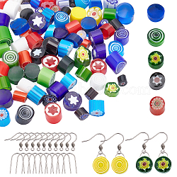 PandaHall Elite 80Pcs Microwave Kiln Hot Melt Glass  Earring DIY Making Kit,with 100Pcs Stainless Steel Earring Hooks, Mixed Color, Bead: 9x8mm, 16pcs/style(DIY-PH0005-97)