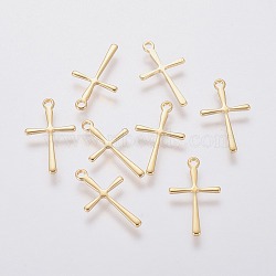 304 Stainless Steel Pendants, Cross, Golden, 16x9.5x0.7mm, Hole: 1.2mm(X-STAS-L234-096G)