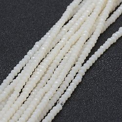 Opaque Glass Beads Strands, Faceted, Rondelle, White, 2.5x1.5mm, Hole: 0.5mm, about 188~195pcs/strand, 12.9 inch(33cm)(X-EGLA-J144-NB11)