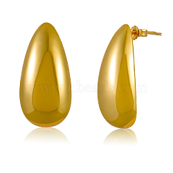 Brass Teardrop Stud Earrings for Women, Golden, 26.7x13mm, Pin: 0.7mm(JE1090A)