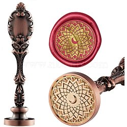 DIY Scrapbook, Brass Wax Seal Stamp and Alloy Handles, Moon, Red Copper, 103mm, Stamps: 2.5x1.45cm(AJEW-WH0106-08R)