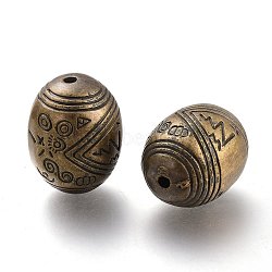 CCB Plastic Carved Beads, Oval, Antique Bronze, 25x18mm, Hole: 3mm(CCB-J029-36AB)
