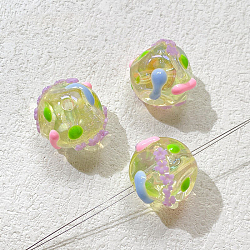 Transparent Acrylic Beads, Hand Painted Beads, Bumpy, Round, 18x17mm(WG39989-25)