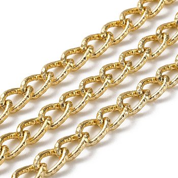 Oxidation Aluminum Textured Curb Chains, Twisted Chains, Unwelded, with Spool, Light Gold, 10.5x6.5x3.2mm, about 131.23 Feet(40m)/Roll