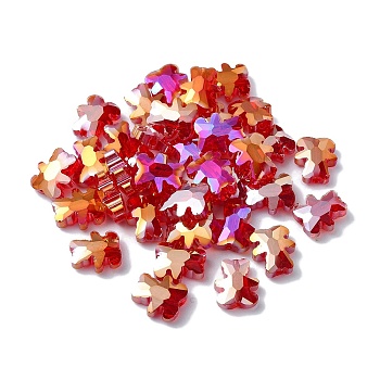 Electroplate Glass Beads, Half Plated, AB Color Plated, Bear, Camellia, 9.5x8.5x4mm, Hole: 1.2mm