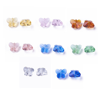 Transparent Glass Beads, Faceted, Butterfly, Mixed Color, 6.5x8x5.5mm, Hole: 1mm
