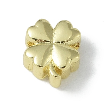 Rack Plating Brass Beads, Long-Lasting Plated, Lead Free & Cadmium Free, Clover, Real 18K Gold Plated, 10x8.5x4.5mm, Hole: 2mm